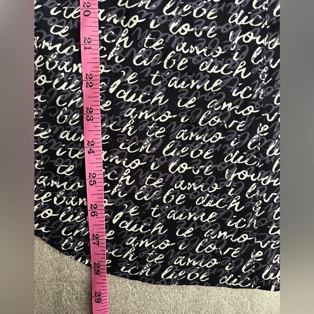 [S]CAbi Navy “Love” Print LS Scoop Neck Blouse - Picture 6 of 8